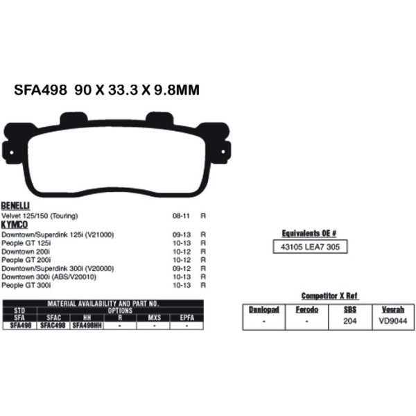 EBC EBC Brake Pads SFA498HH